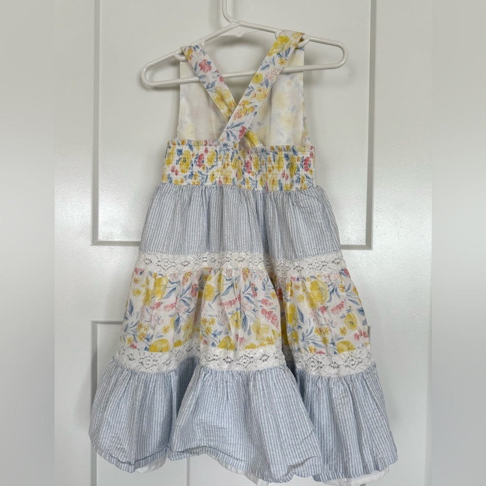 Tommy Bahama Toddler Girl Floral Dress | Size 5 | Lace Trim Tiered Sundress - Picture 2 of 7